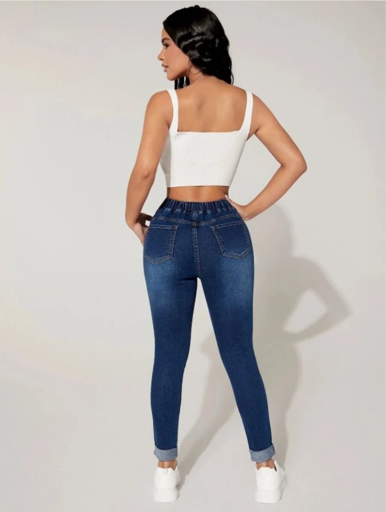 Elastic Skinny Slim Ankle - Length Denim Pencil Pants - Derslash