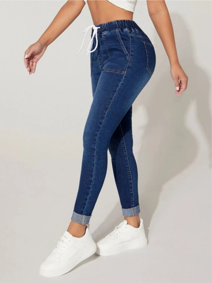 Elastic Skinny Slim Ankle - Length Denim Pencil Pants - Derslash