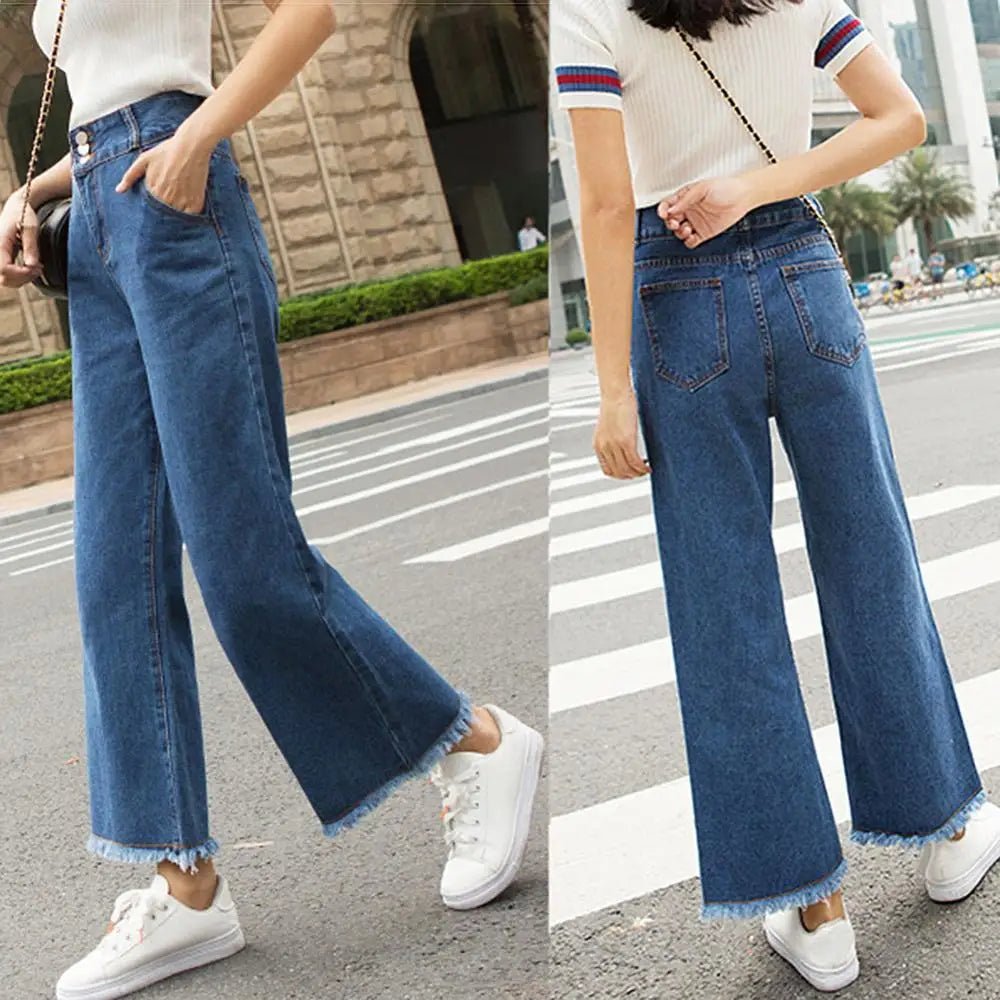 High Waist Loose Denim Trousers - Derslash