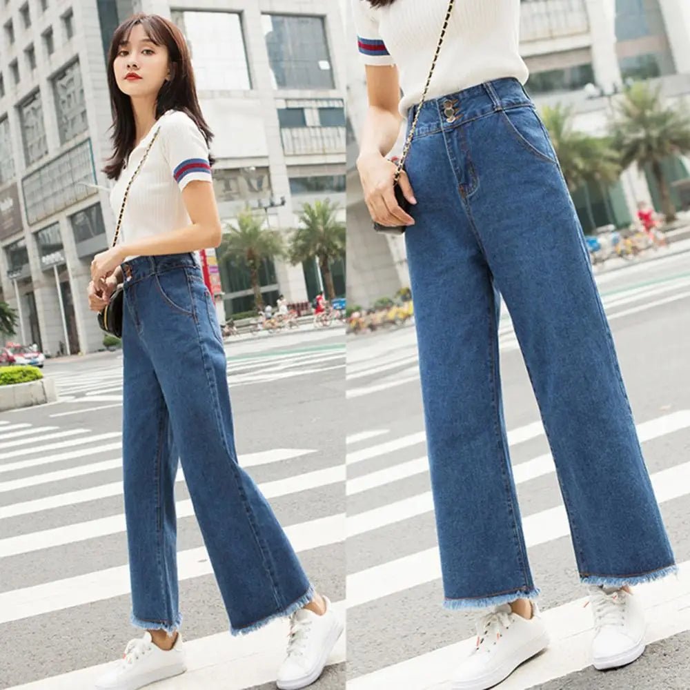 High Waist Loose Denim Trousers - Derslash