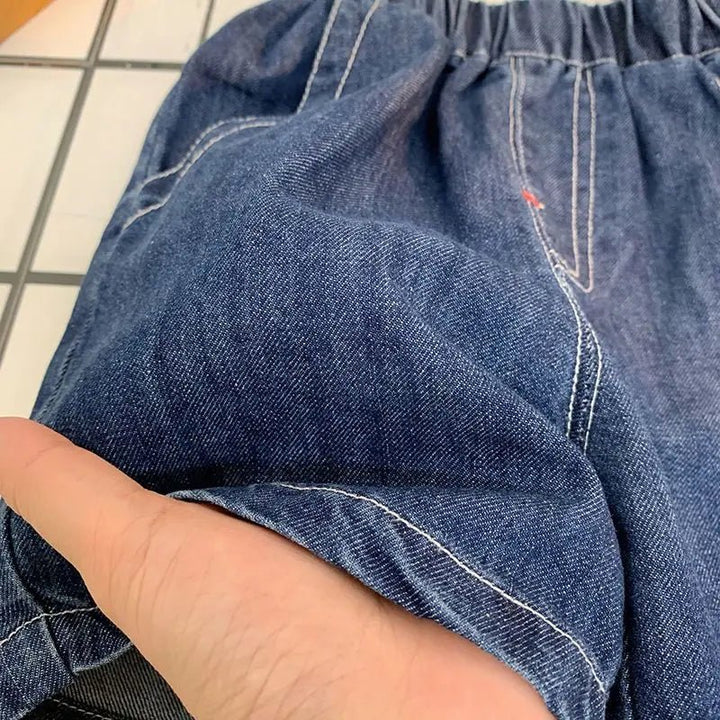 Kids Shorts Children Clothing 2024 Summer Boys and Girls Korean Loose Casual Classic Versatile Solid Washed Denim Shorts Trend - Derslash