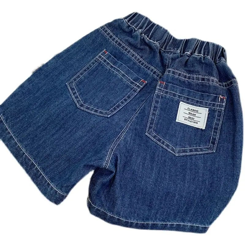 Kids Shorts Children Clothing 2024 Summer Boys and Girls Korean Loose Casual Classic Versatile Solid Washed Denim Shorts Trend - Derslash