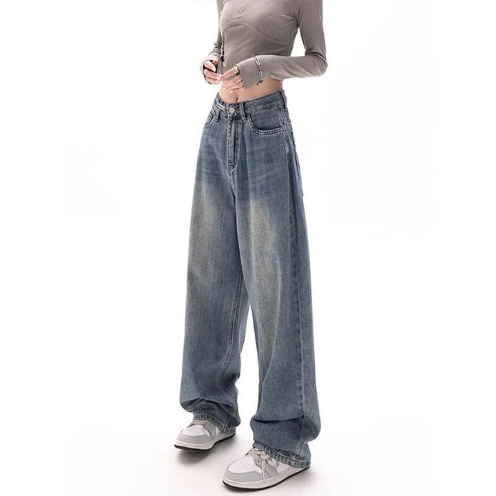 Korean Fashion Retro Wide Leg Blue Jeans - Derslash