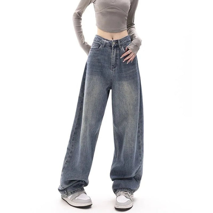 Korean Fashion Retro Wide Leg Blue Jeans - Derslash