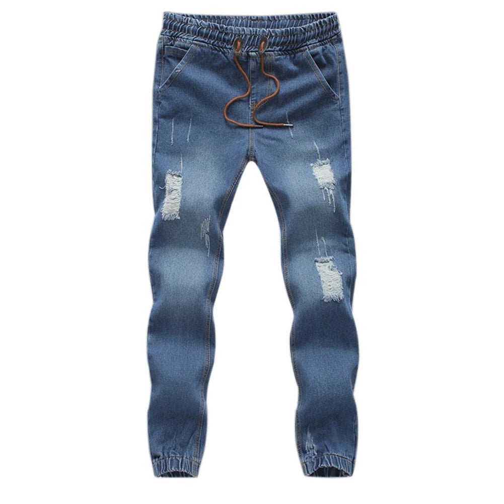 Men Drawstring Slim Fit Denim Jeans - Derslash