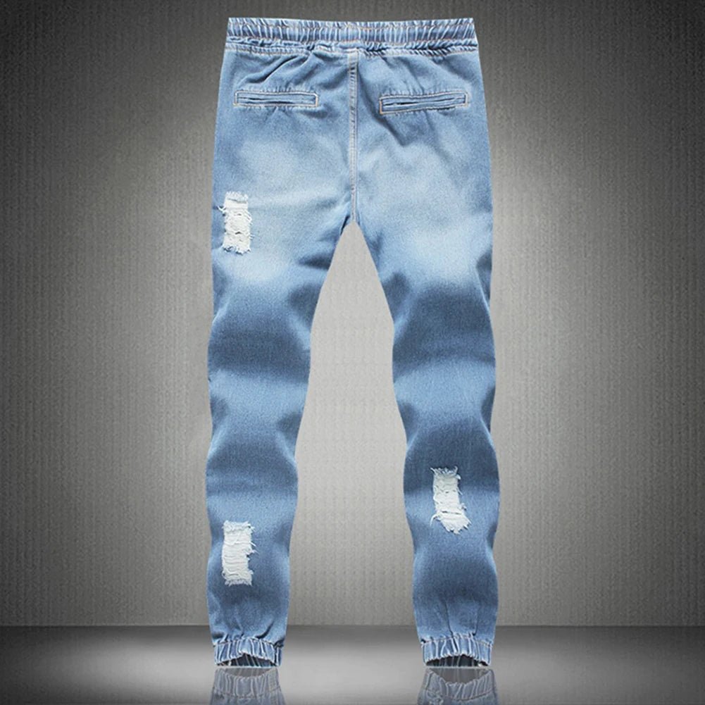 Men Drawstring Slim Fit Denim Jeans - Derslash