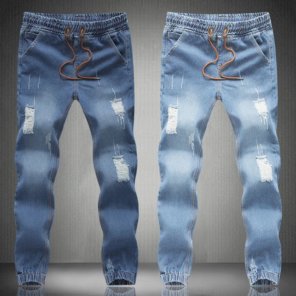 Men Drawstring Slim Fit Denim Jeans - Derslash