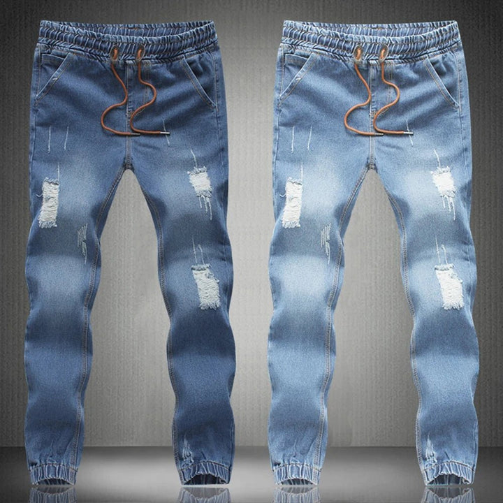 Men Drawstring Slim Fit Denim Jeans - Derslash