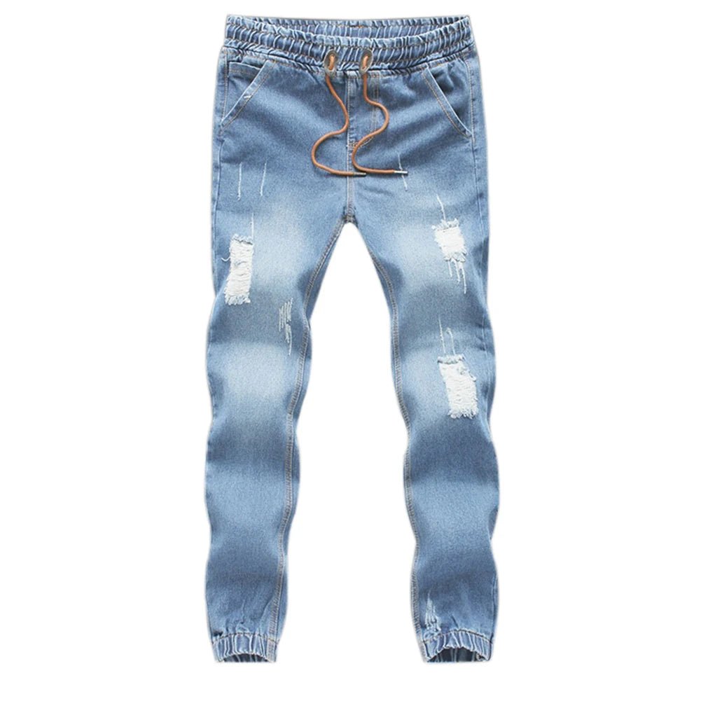 Men Drawstring Slim Fit Denim Jeans - Derslash