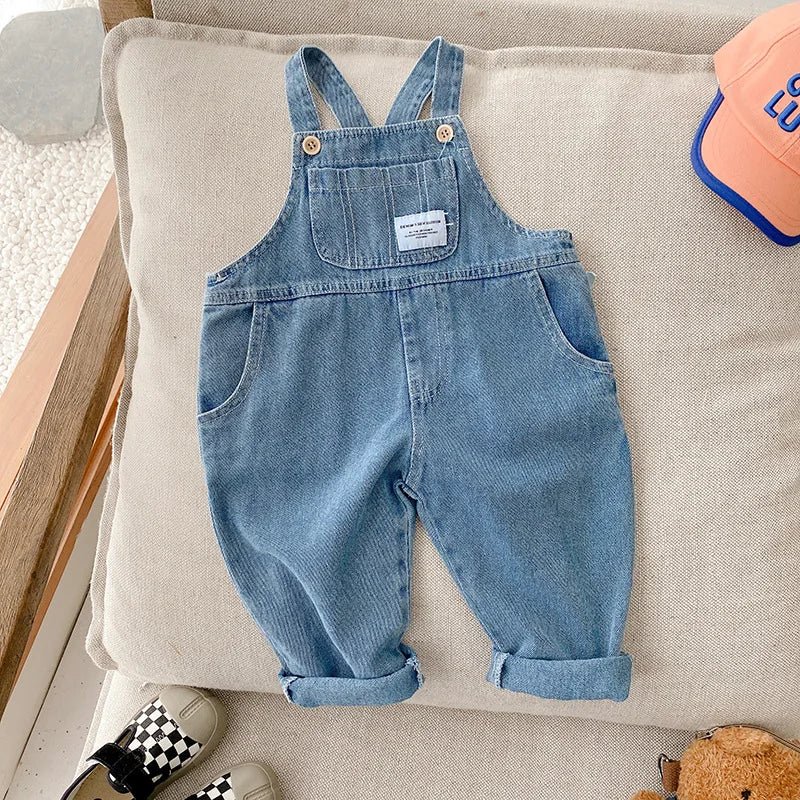 New Autumn Children Denim Jumpsuit 1 - 7Years Toddler Kid Boy Girl Pocket Loose Suspender Long Pant Jeans Fashion Overalls Clothes - Derslash