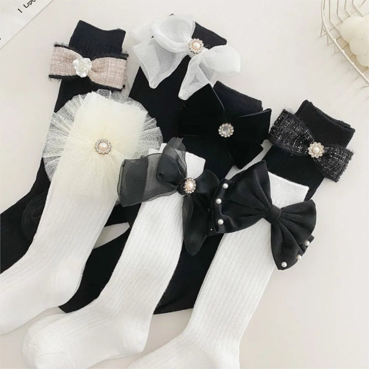 pearl Bowtie knot girl socks - Derslash