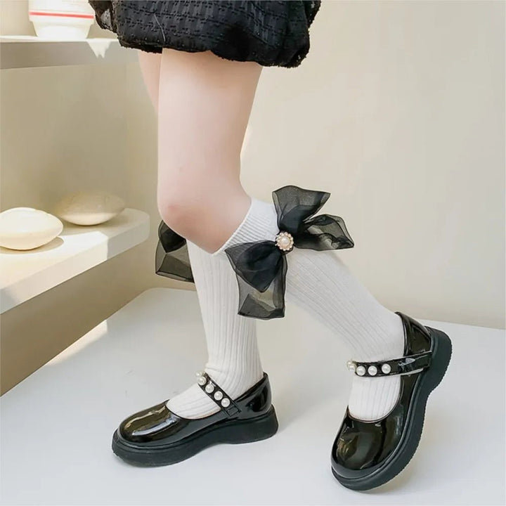 pearl Bowtie knot girl socks - Derslash
