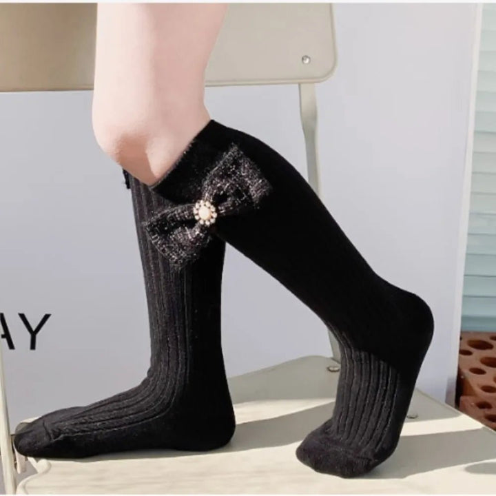 pearl Bowtie knot girl socks - Derslash