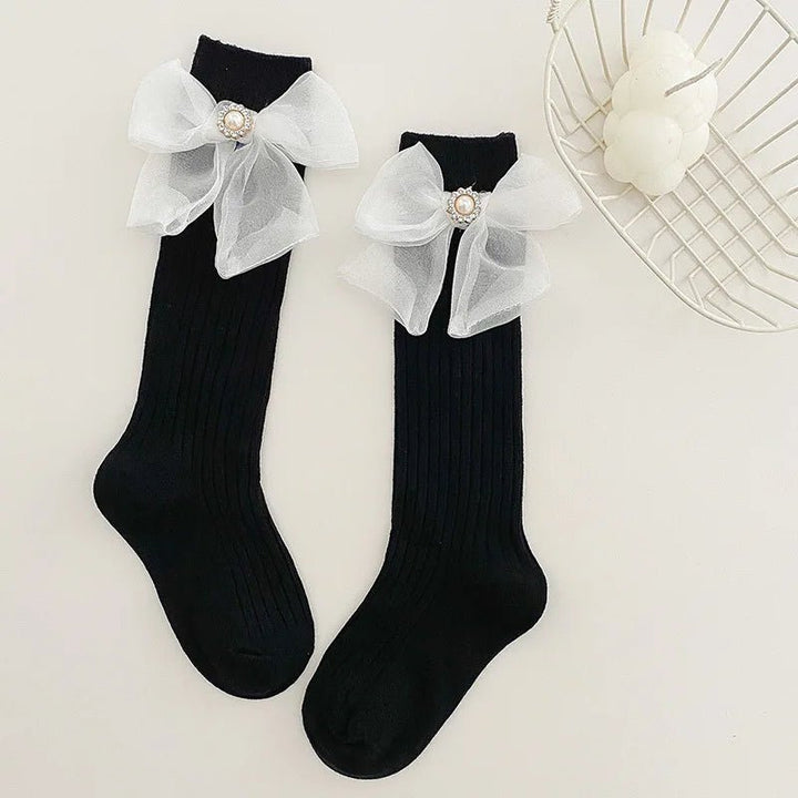 pearl Bowtie knot girl socks - Derslash