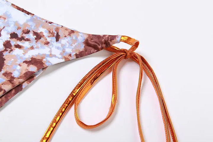 Mexican Sunrise Metallic Bikini-Überwurfrock-Set