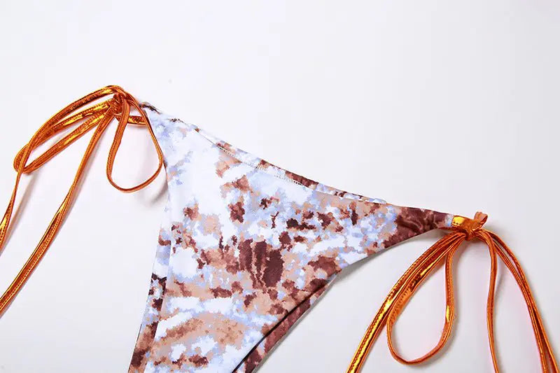 Mexican Sunrise Metallic Bikini-Überwurfrock-Set