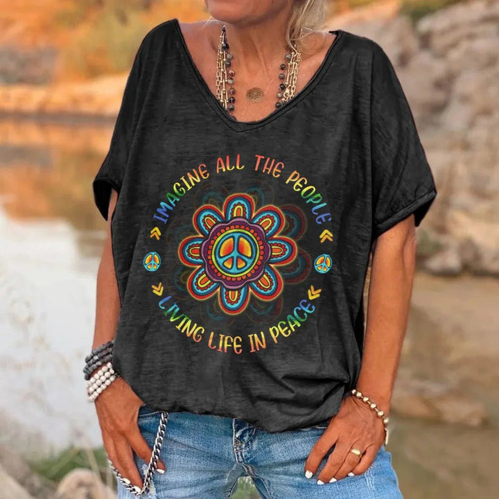 Women's T Shirt Vintage Letter Print - Derslash