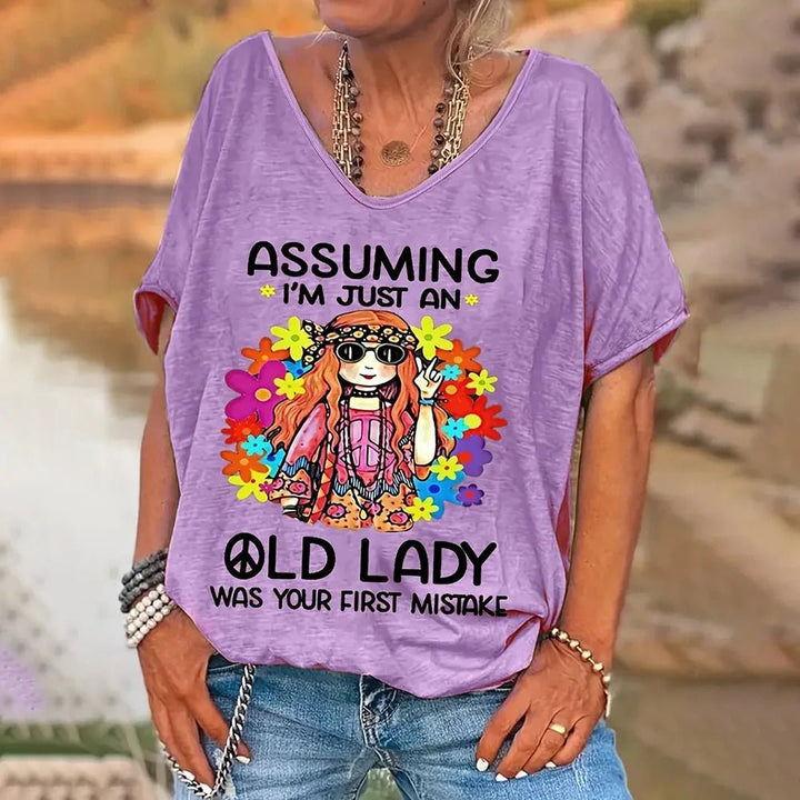 Women's T Shirt Vintage Letter Print - Derslash