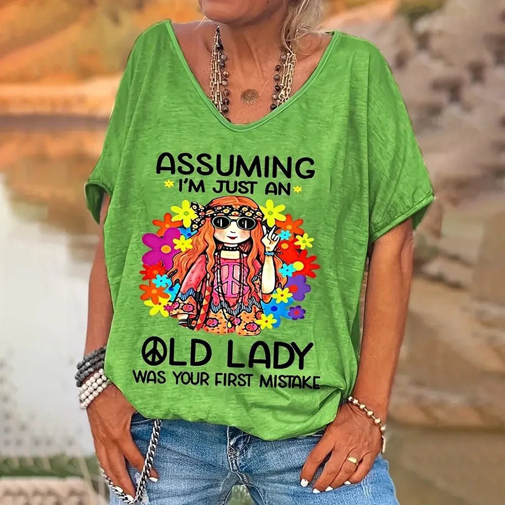 Women's T Shirt Vintage Letter Print - Derslash
