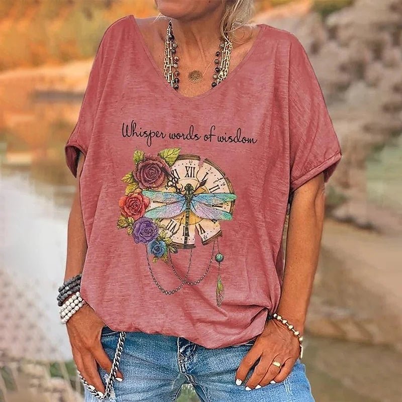 Women's T Shirt Vintage Letter Print - Derslash