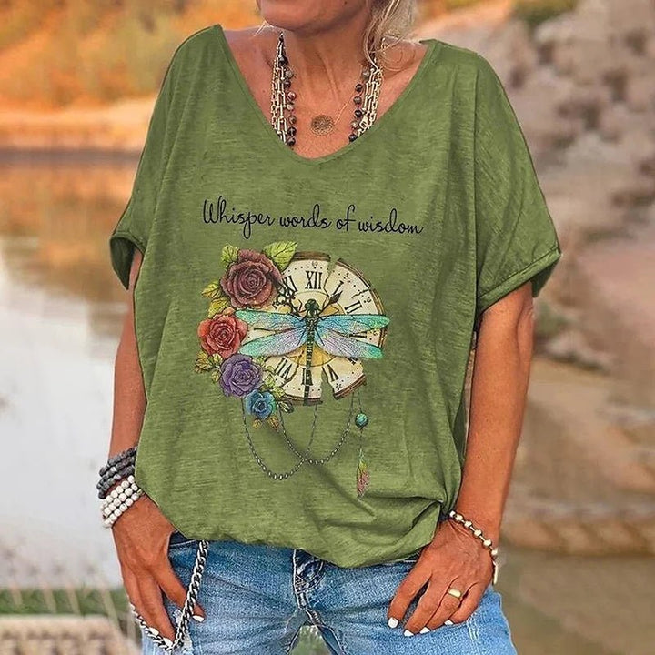 Women's T Shirt Vintage Letter Print - Derslash