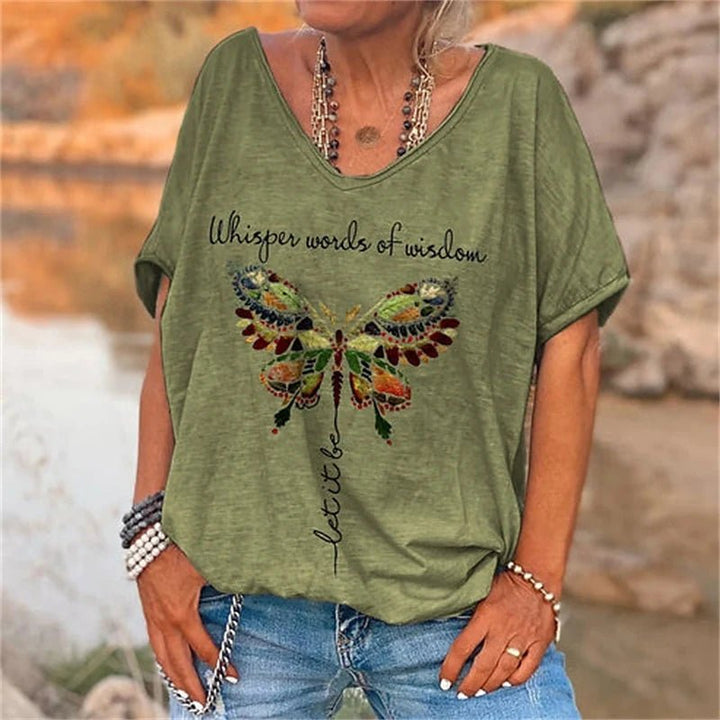 Women's T Shirt Vintage Letter Print - Derslash