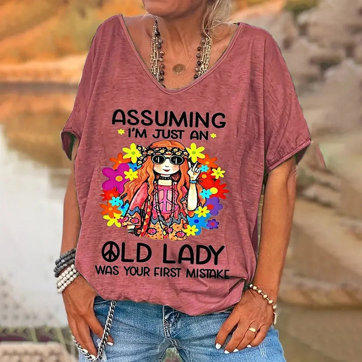 Women's T Shirt Vintage Letter Print - Derslash