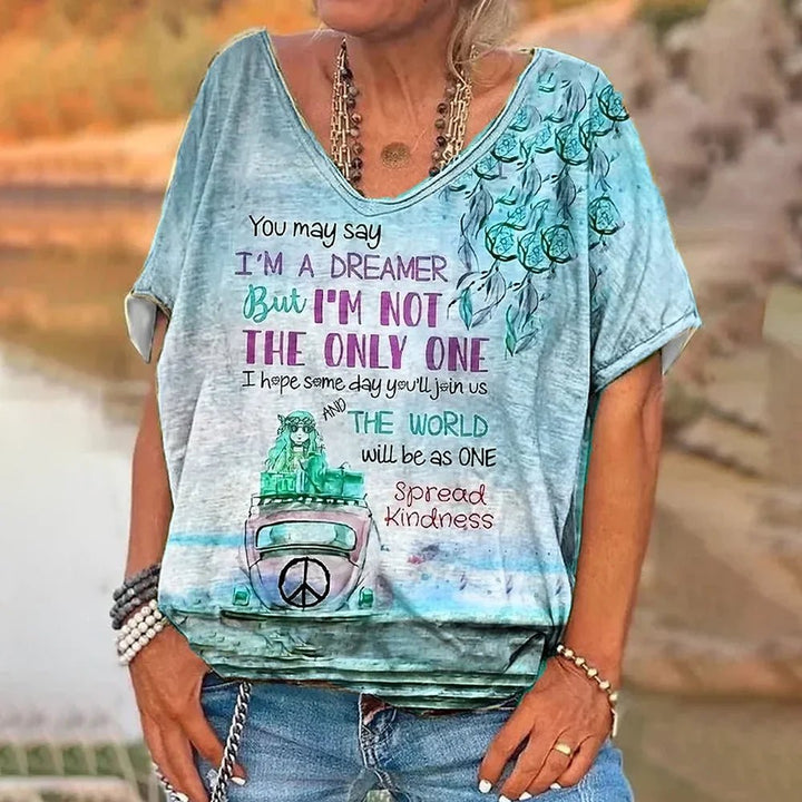 Women's T Shirt Vintage Letter Print - Derslash