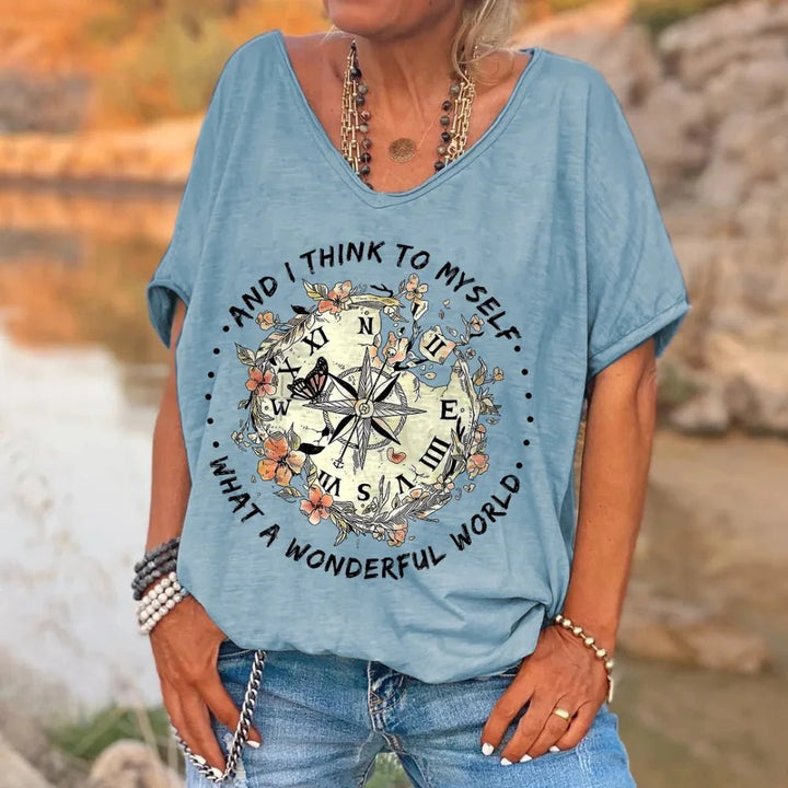 Women's T Shirt Vintage Letter Print - Derslash